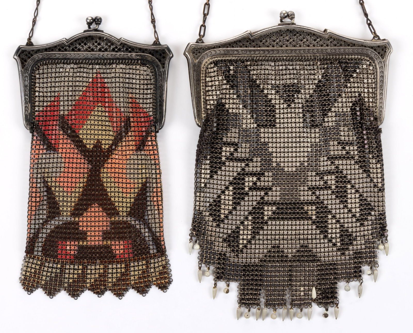 ANTIQUE / VINTAGE WHITING & DAVIS ART DECO METAL MESH PURSES, LOT OF TWO (1 of 3)