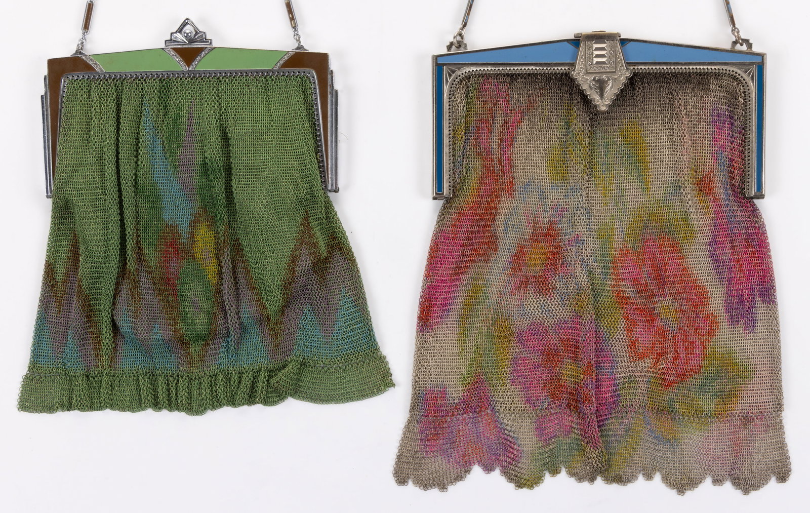 ANTIQUE / VINTAGE WHITING & DAVIS ART DECO DRESDEN METAL MESH PURSES, LOT OF TWO (1 of 3)