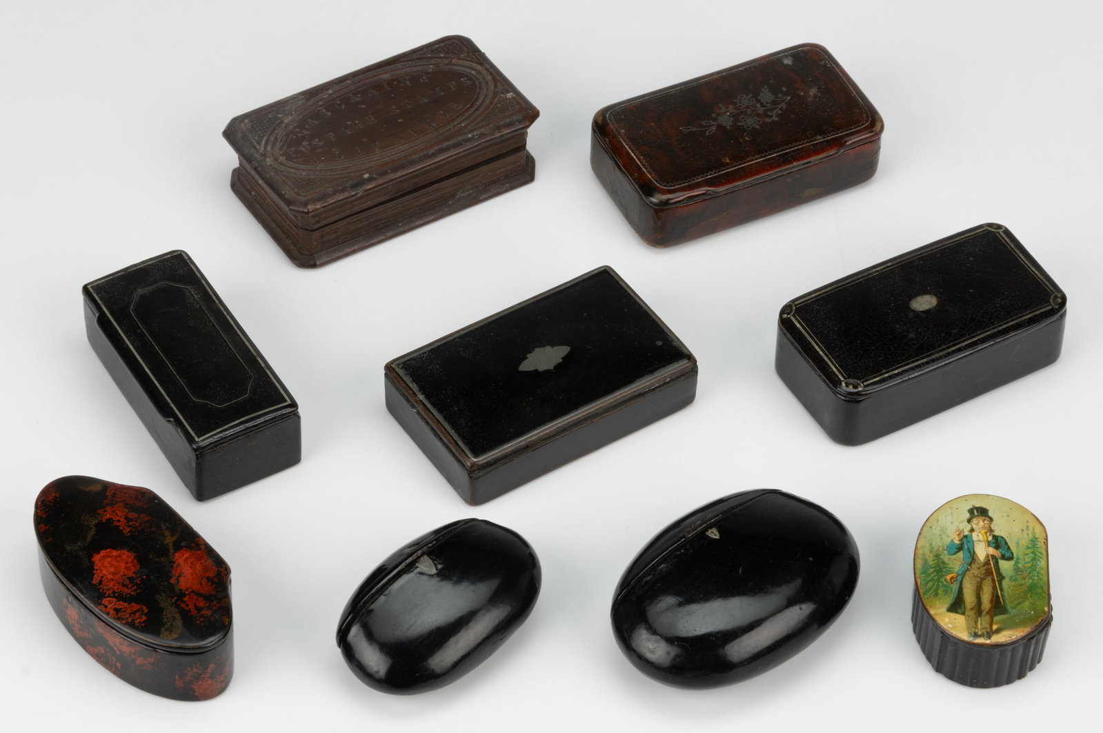 ASSORTED SNUFF / TOBACCO AND OTHER BOXES, LOT OF NINE (1 of 1)