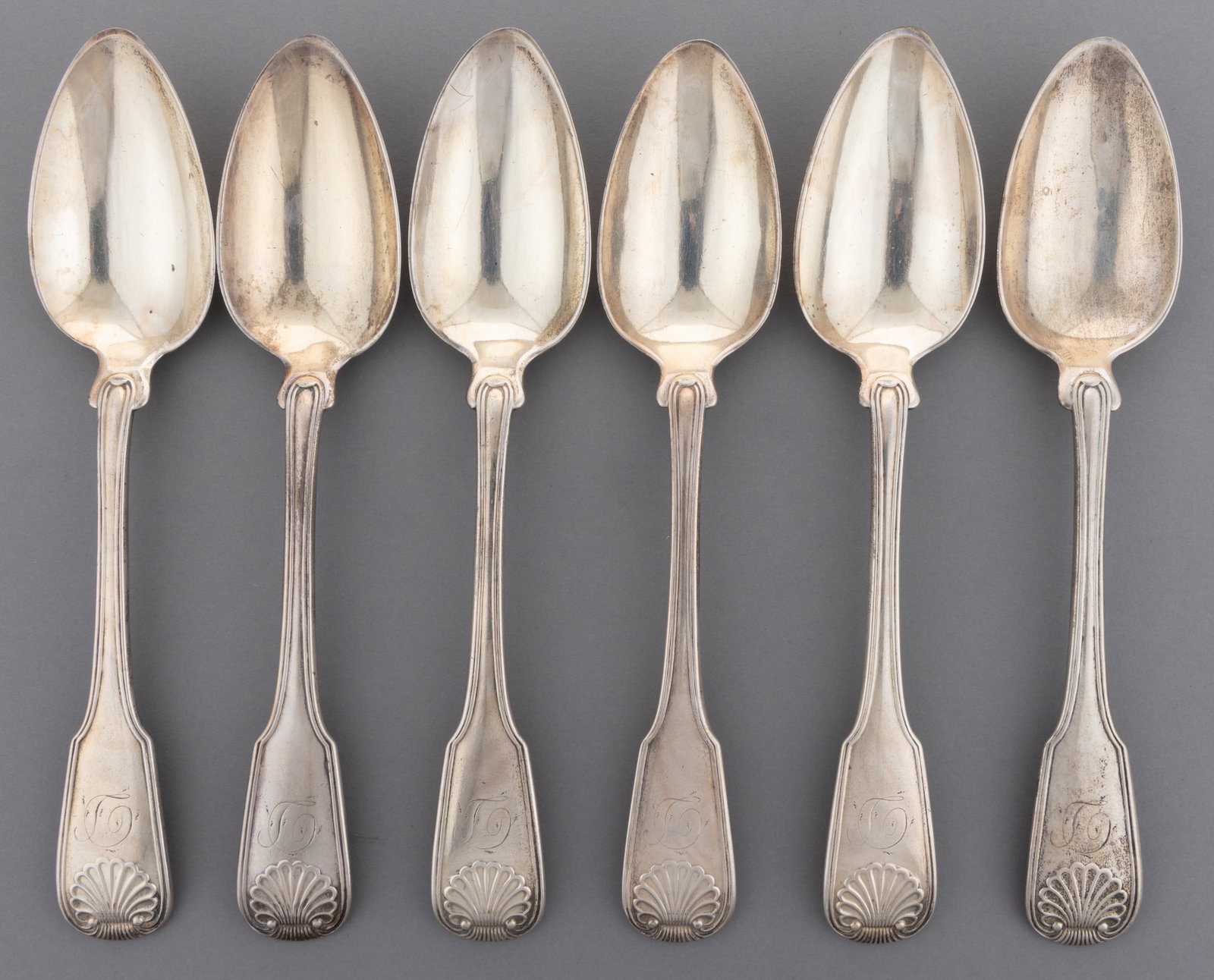 BAILEY & KITCHEN, PHILADELPHIA, PENNSYLVANIA COIN SILVER TABLESPOONS, SET OF SIX (1 of 2)