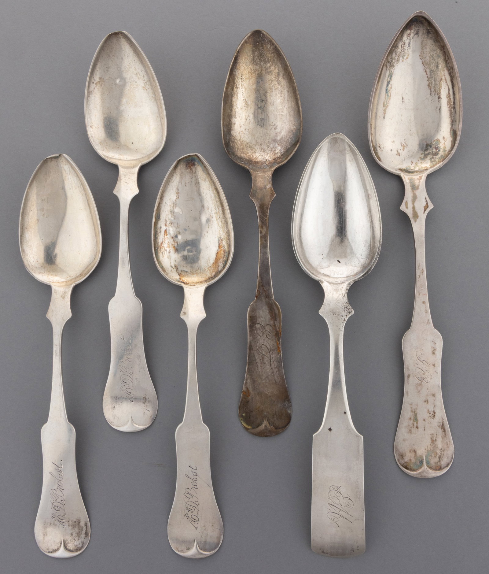 MISSOURI AND OHIO COIN SILVER TABLESPOONS, LOT OF SIX (1 of 2)