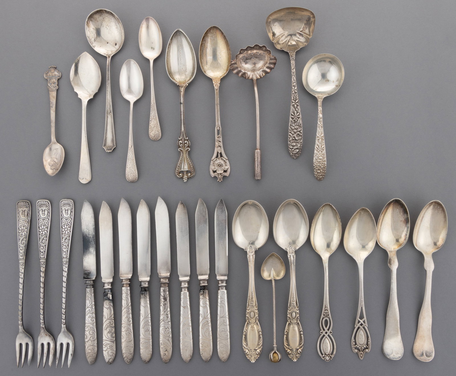 TOWLE AND OTHER STERLING AND SILVER-PLATED FLATWARE, LOT OF 28 (1 of 1)
