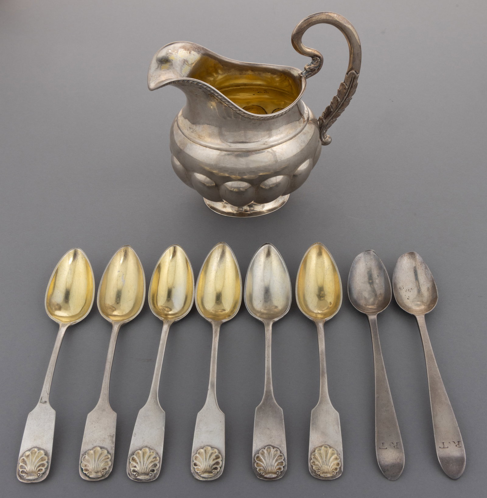 IRISH AND OTHER STERLING AND OTHER SILVER ARTICLES, LOT OF NINE: IRISH AND OTHER STERLING AND OTHER SILVER ARTICLES, LOT OF NINE, comprising a pair of Irish sterling teaspoons with "JD" maker's mark probably for John Daly of Dublin having tapered hand