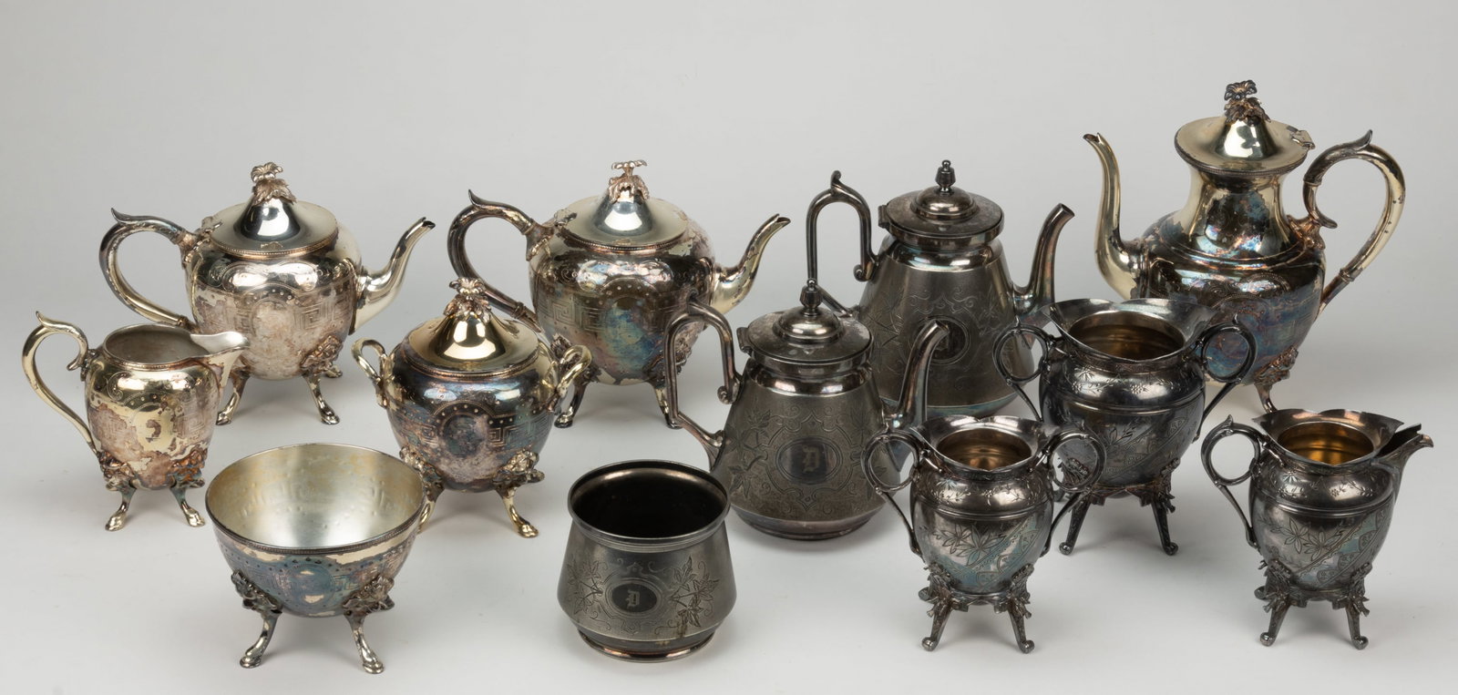ROGERS, SMITH & CO. AND OTHER ENGRAVED-DECORATED SILVER-PLATED COFFEE / TEA ARTICLES, LOT OF 12 (1 of 1)
