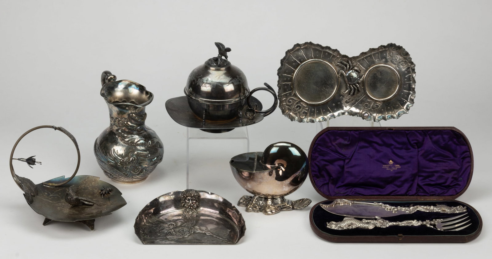 DERBY SILVER CO. AND OTHER FIGURAL SILVER-PLATED ARTICLES, LOT OF EIGHT (1 of 1)