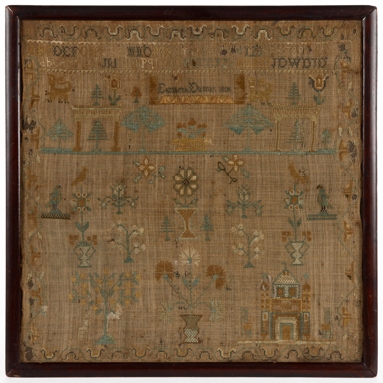 AMERICAN / BRITISH PICTORIAL NEEDLEWORK SAMPLER (1 of 4)