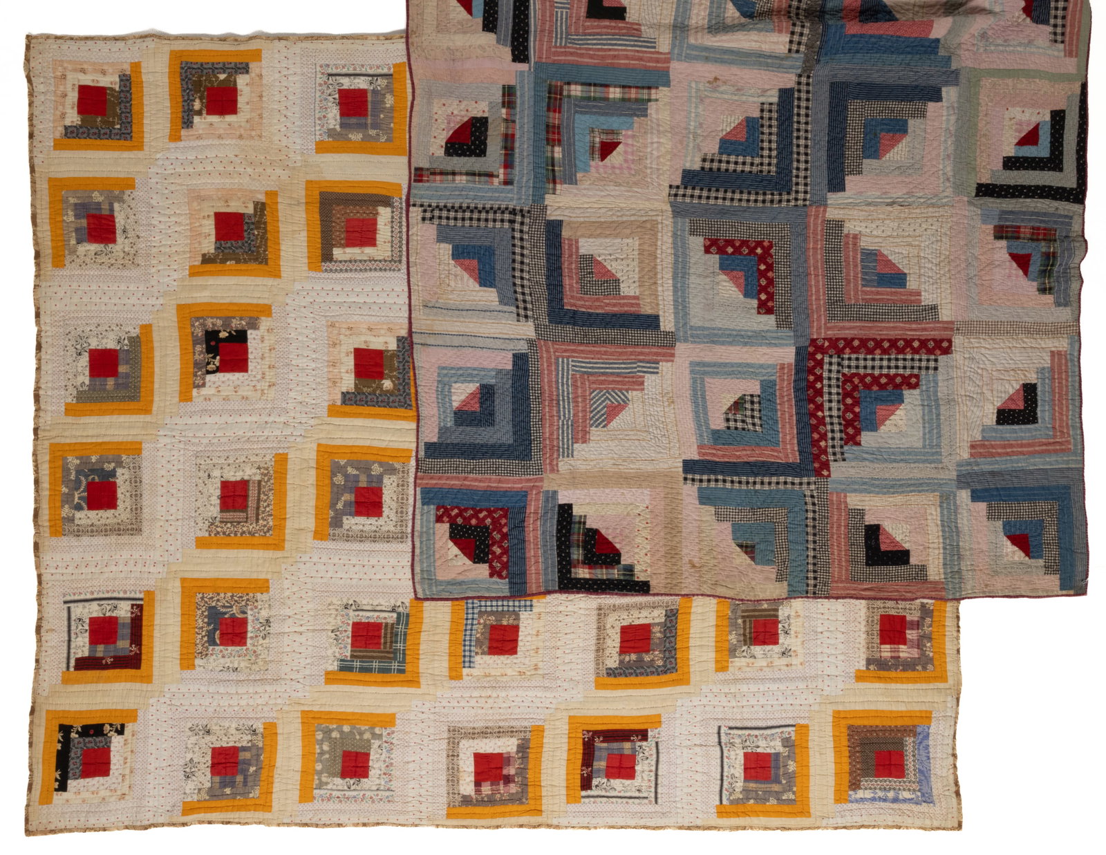 LIKELY VIRGINIA "LOG CABIN" PIECED QUILTS, LOT OF TWO (1 of 9)