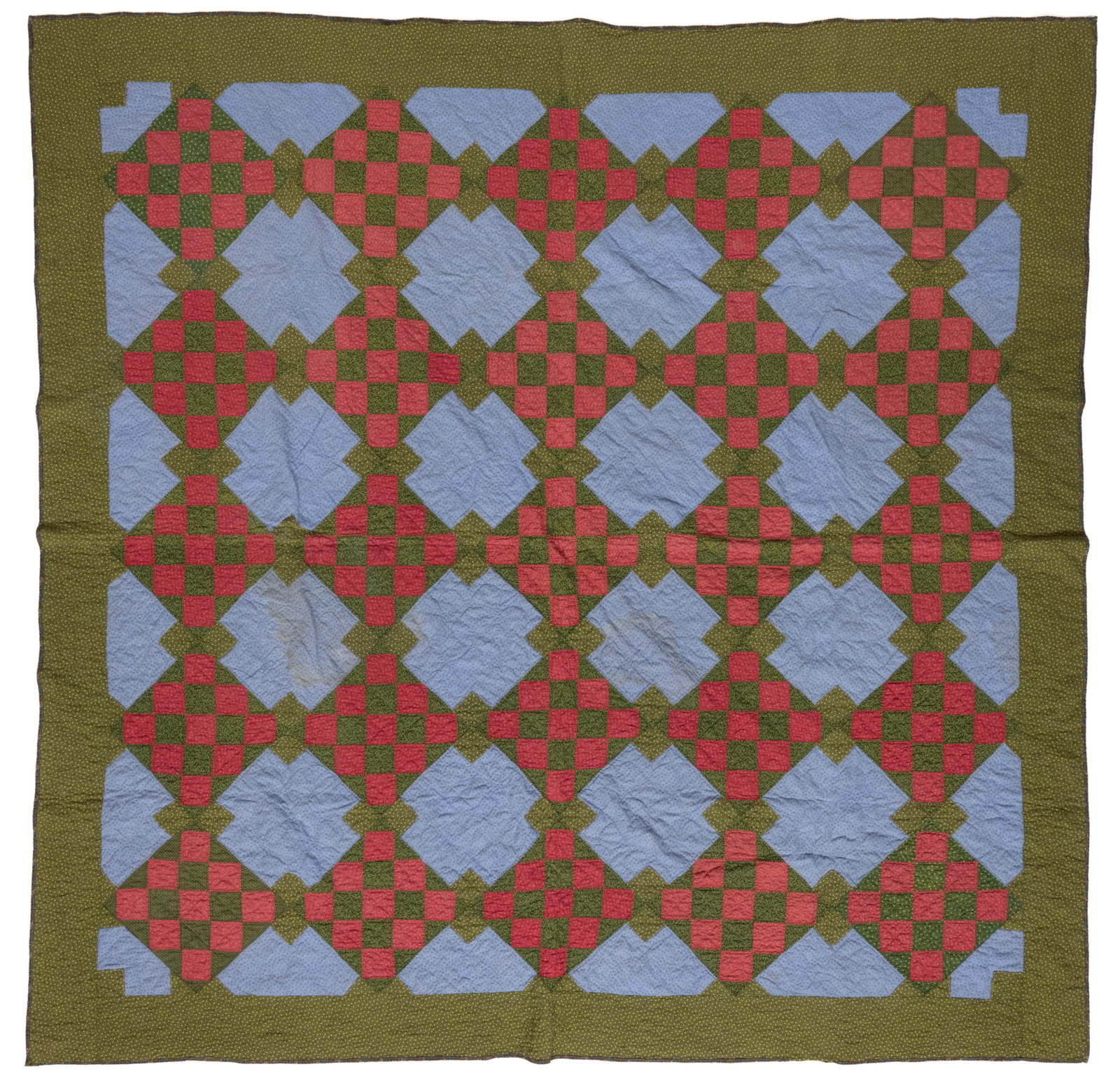 MID-ATLANTIC, PROBABLY PENNSYLVANIA, "CHECKERBOARD" PIECED QUILT (1 of 4)