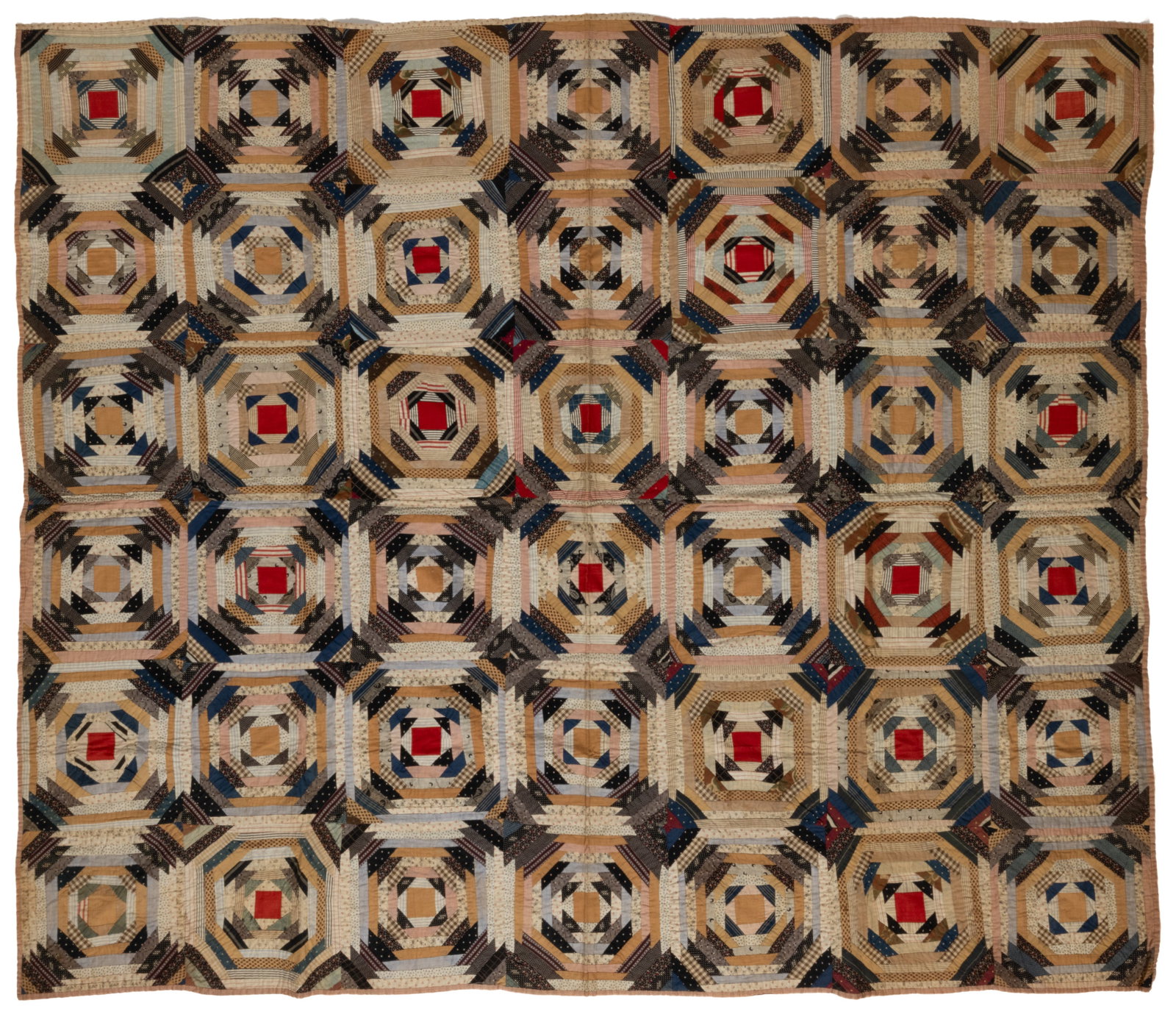 AMERICAN "PINEAPPLE" PIECED QUILT (1 of 5)