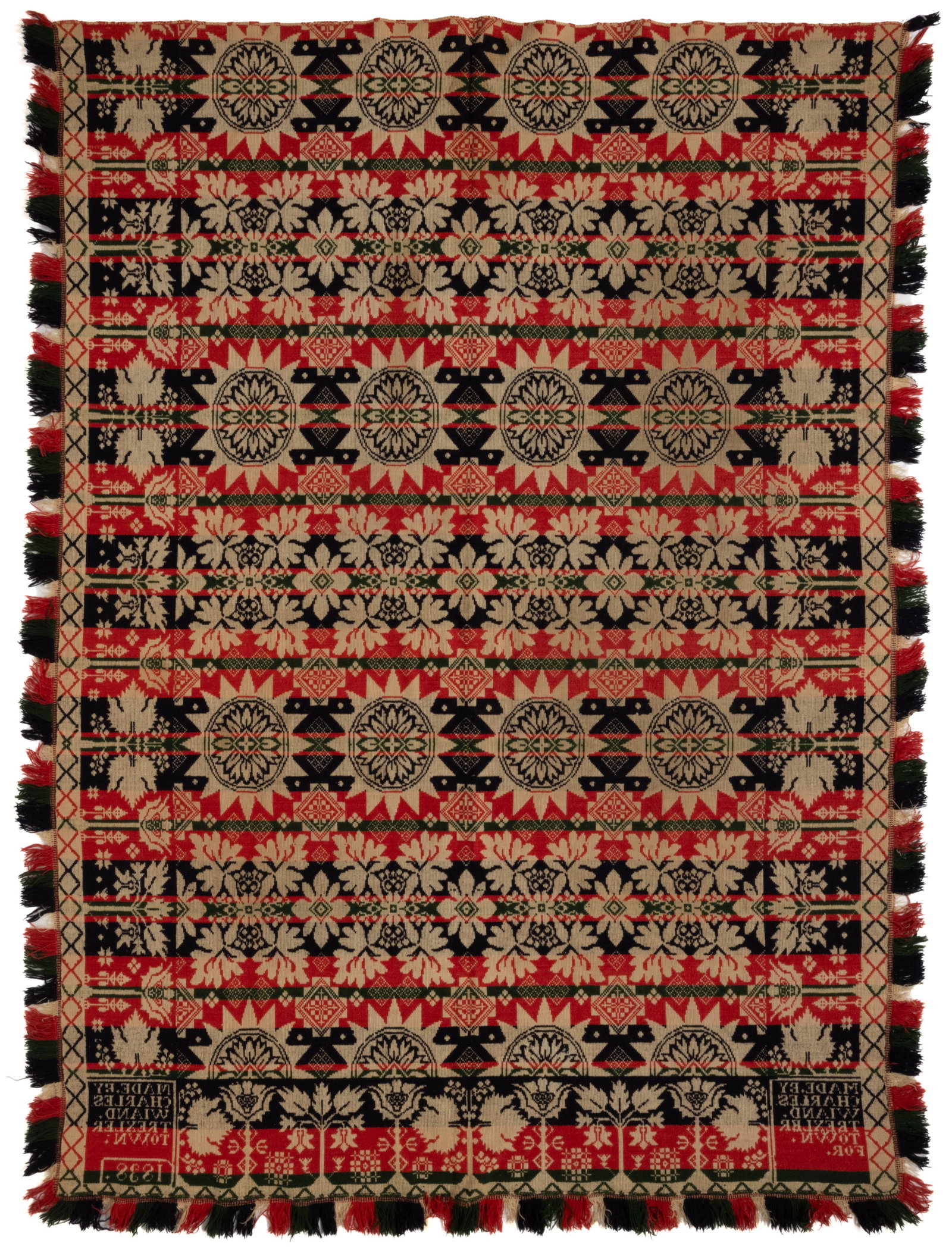 TREXLERTOWN, PENNSYLVANIA SIGNED AND DATED JACQUARD COVERLET (1 of 4)