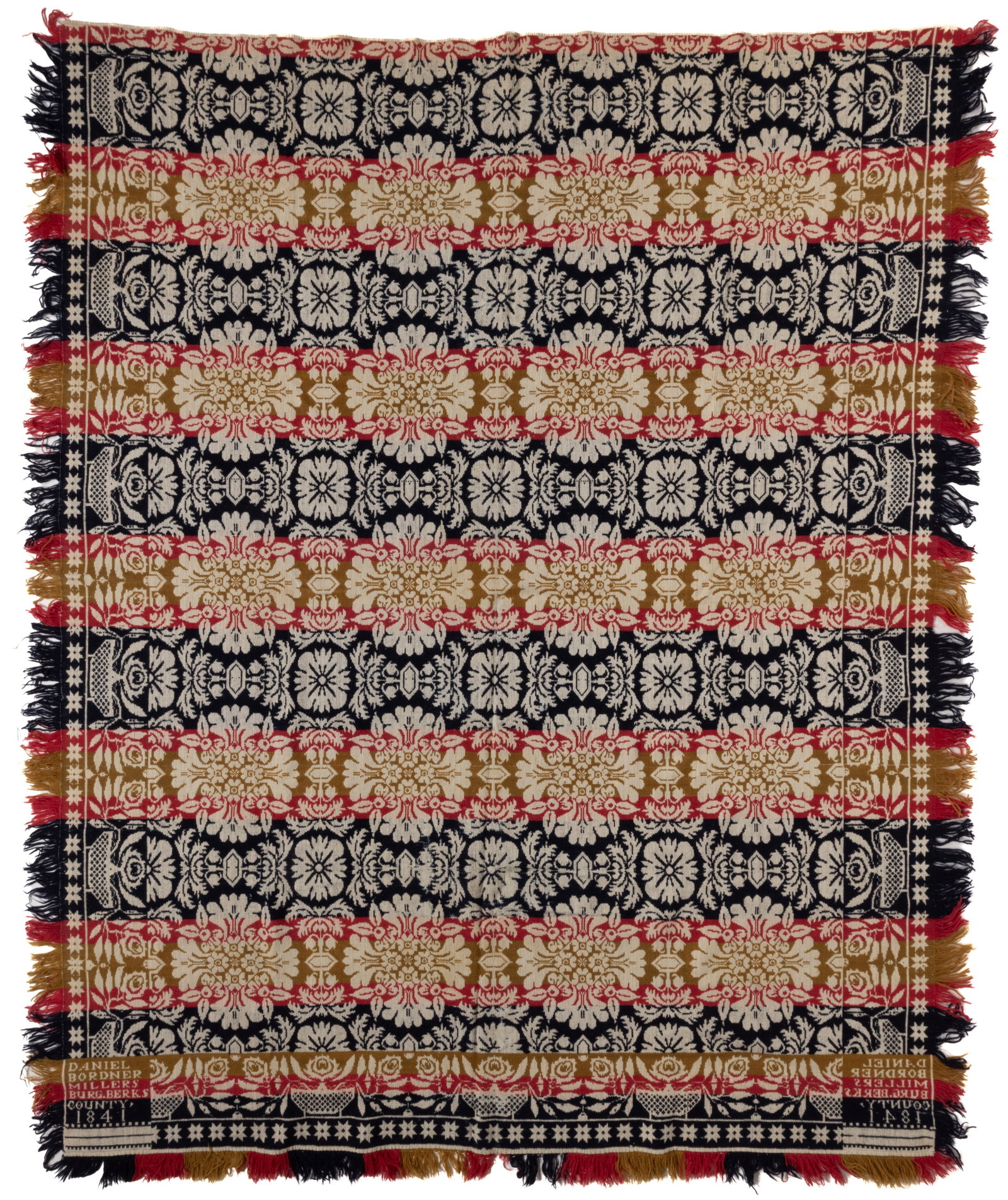 BERKS CO., PENNSYLVANIA SIGNED AND DATED JACQUARD COVERLET (1 of 5)