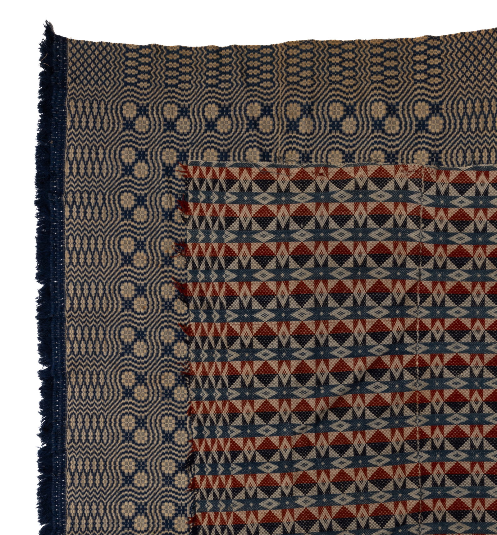 PENNSYLVANIA OVERSHOT COVERLETS, LOT OF TWO (1 of 8)