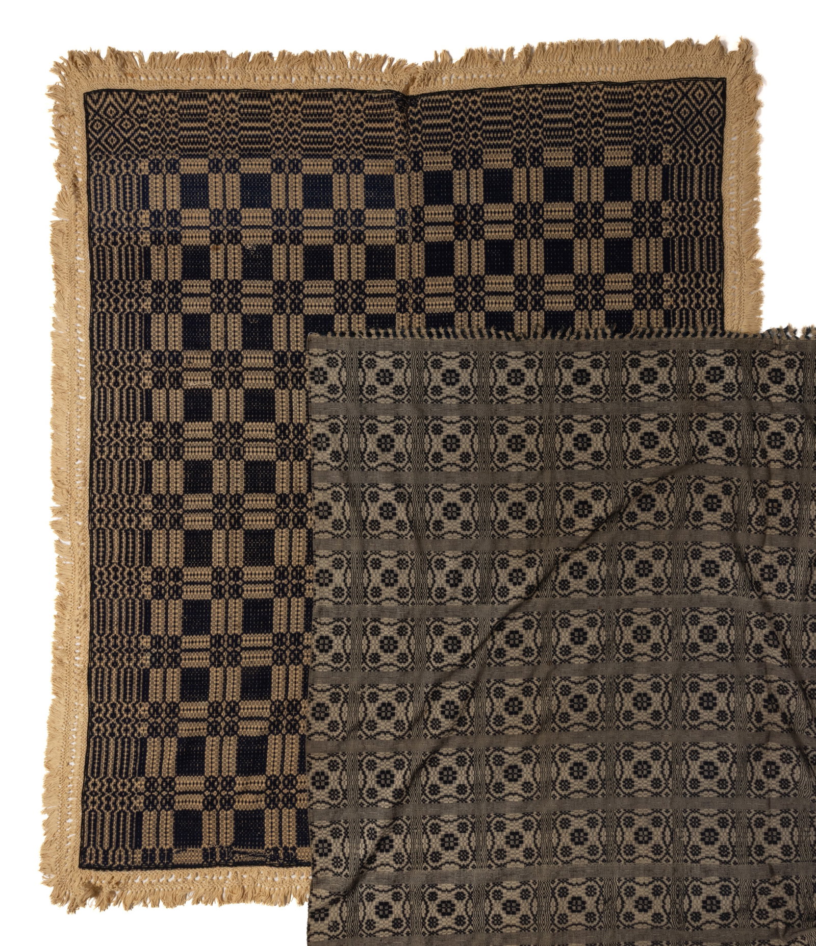 MID-ATLANTIC, POSSIBLY VIRGINIA, OVERSHOT COVERLETS, LOT OF TWO (1 of 8)