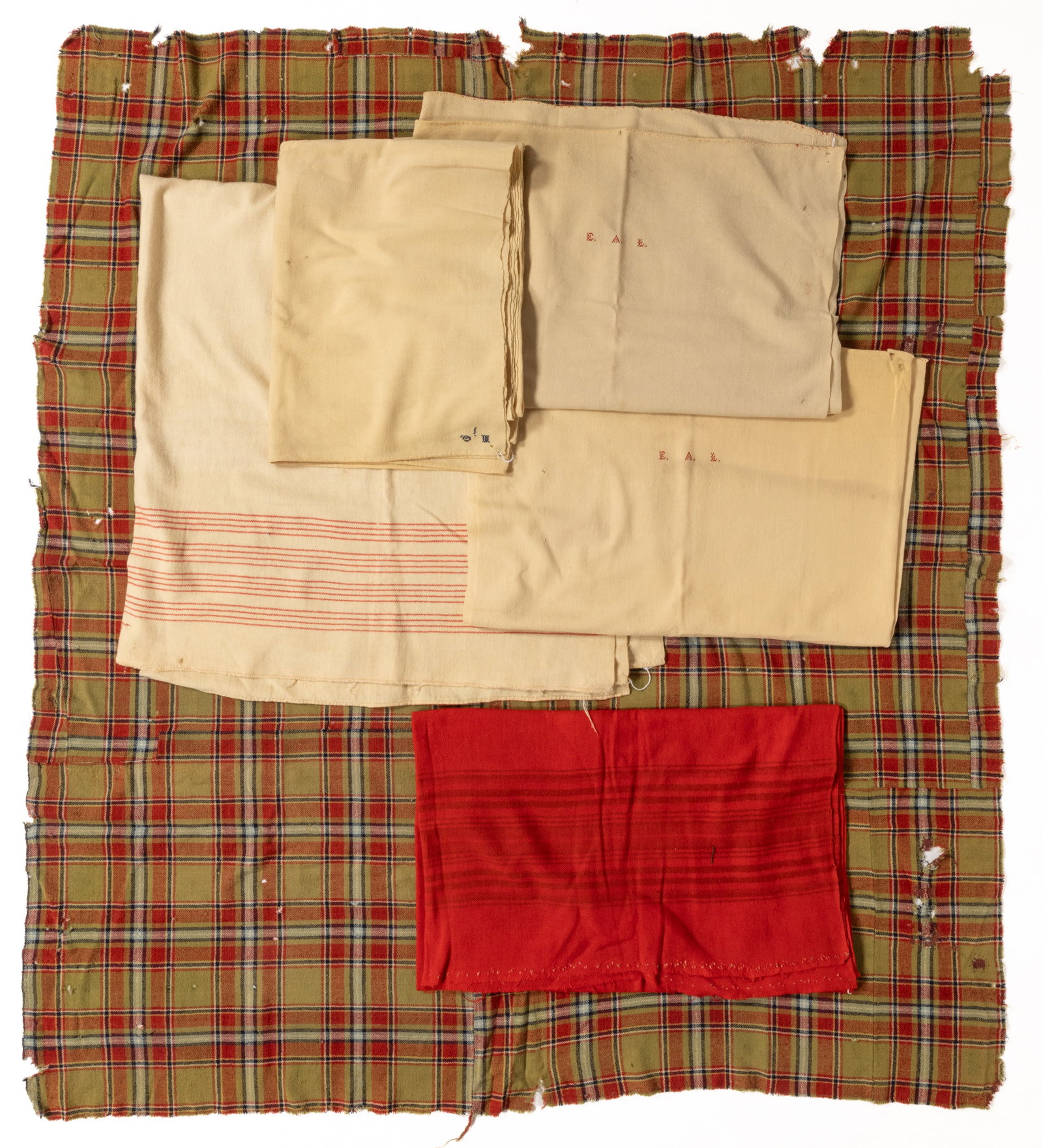 AMERICAN HOMESPUN WOOL BLANKETS, LOT OF SIX (1 of 3)