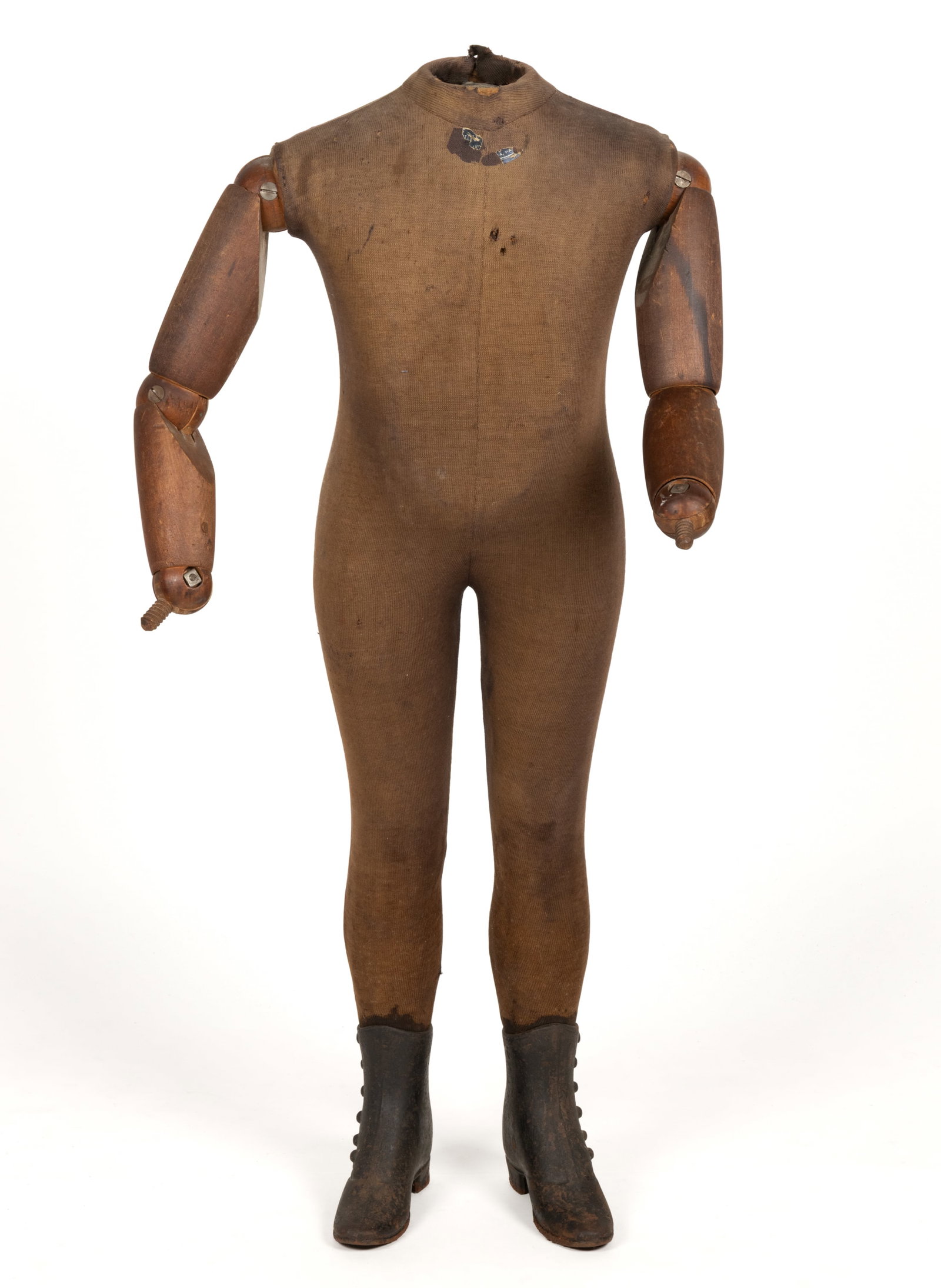 ANTIQUE FRENCH CHILD MANNEQUIN WITH IRON BOOTS (1 of 6)