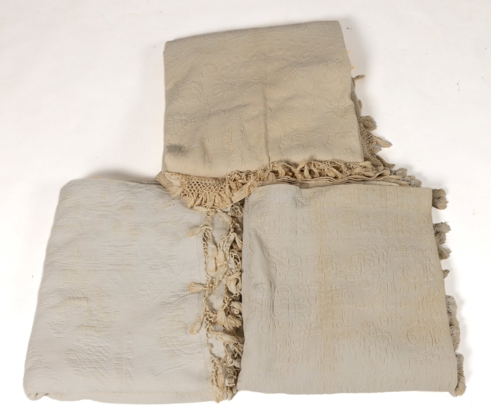 ANTIQUE MARSEILLE-TYPE COUNTERPANES / BED COVERS, LOT OF THREE (1 of 1)