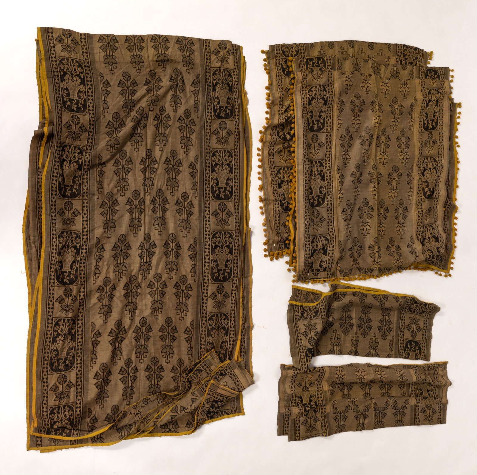 ANTIQUE FLORAL SEMI-SHEER CURTAINS AND VALANCES, 20-PIECE SET (1 of 1)