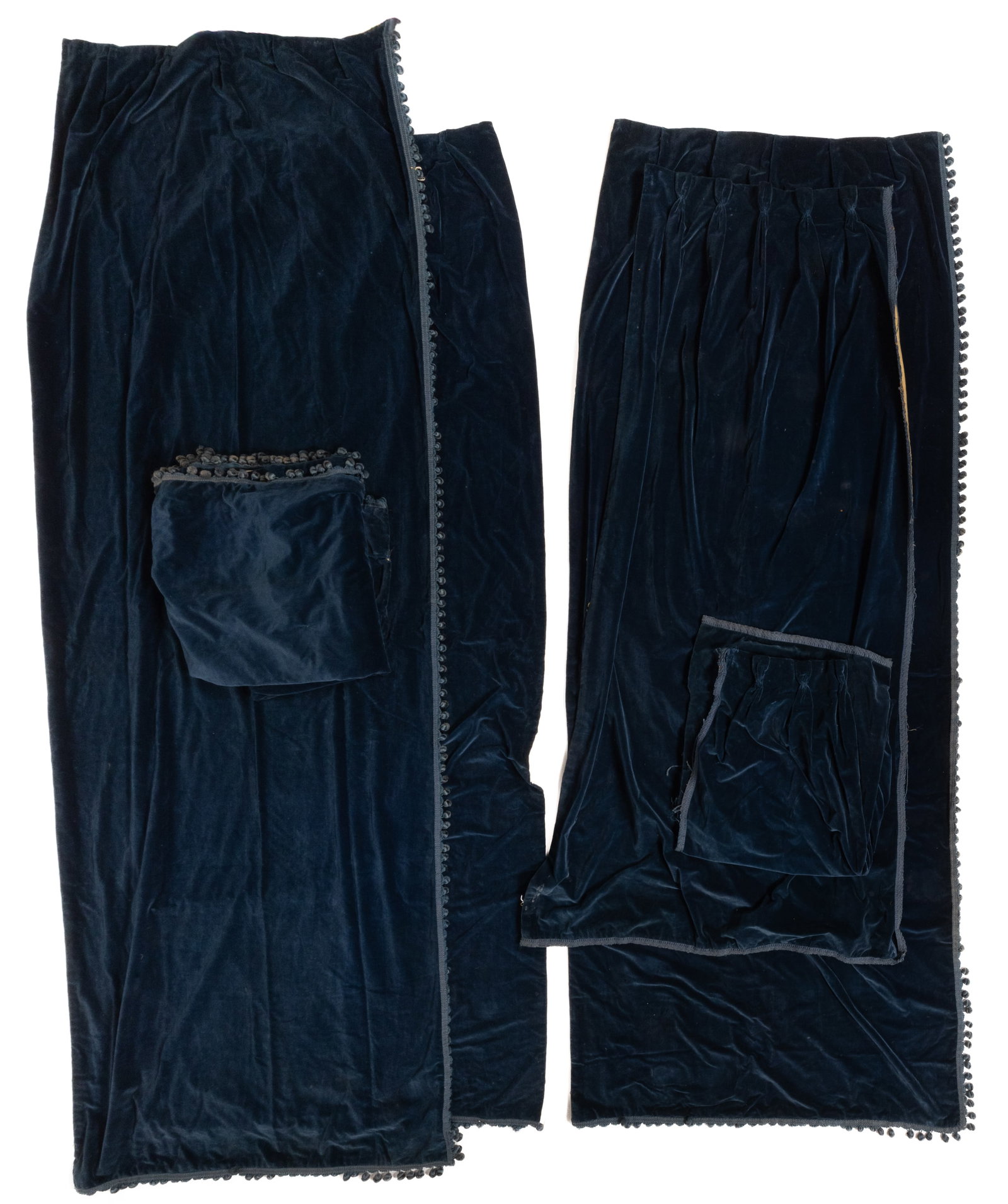ANTIQUE VELVET CURTAINS, SIX-PIECE SET (1 of 3)