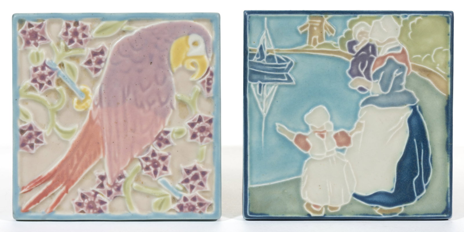 AMERICAN ROOKWOOD ART POTTERY TRIVET TILES, LOT OF TWO (1 of 2)