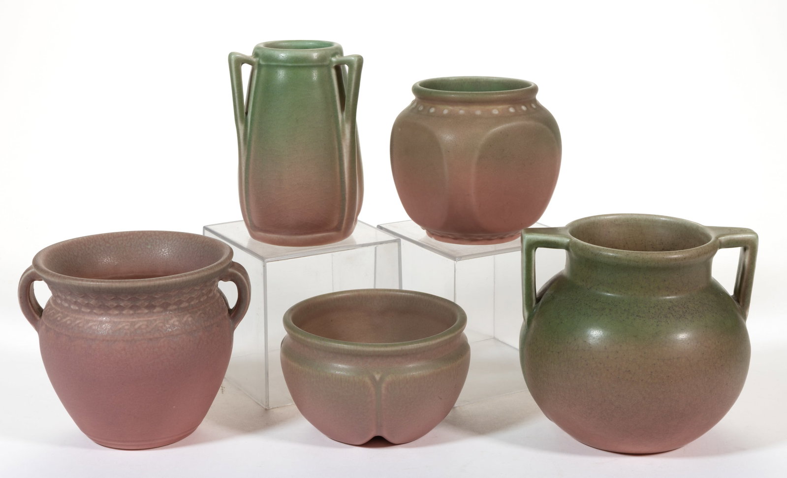 AMERICAN ROOKWOOD ART POTTERY VASES, LOT OF FIVE (1 of 2)