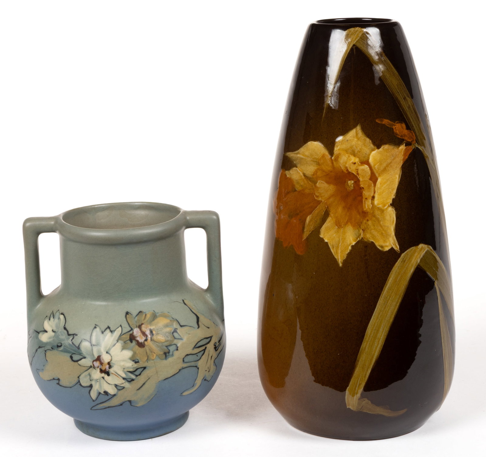 WELLER ART POTTERY FLORAL MOTIF ARTICLES, LOT OF TWO (1 of 3)