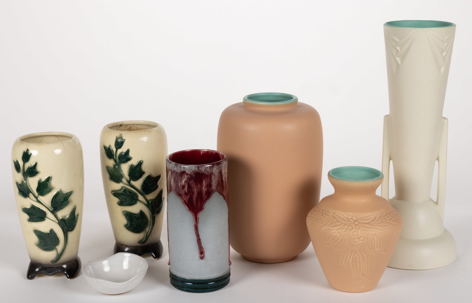 AMERICAN ART POTTERY VASES AND OTHER ARTICLES, LOT OF SEVEN (1 of 1)