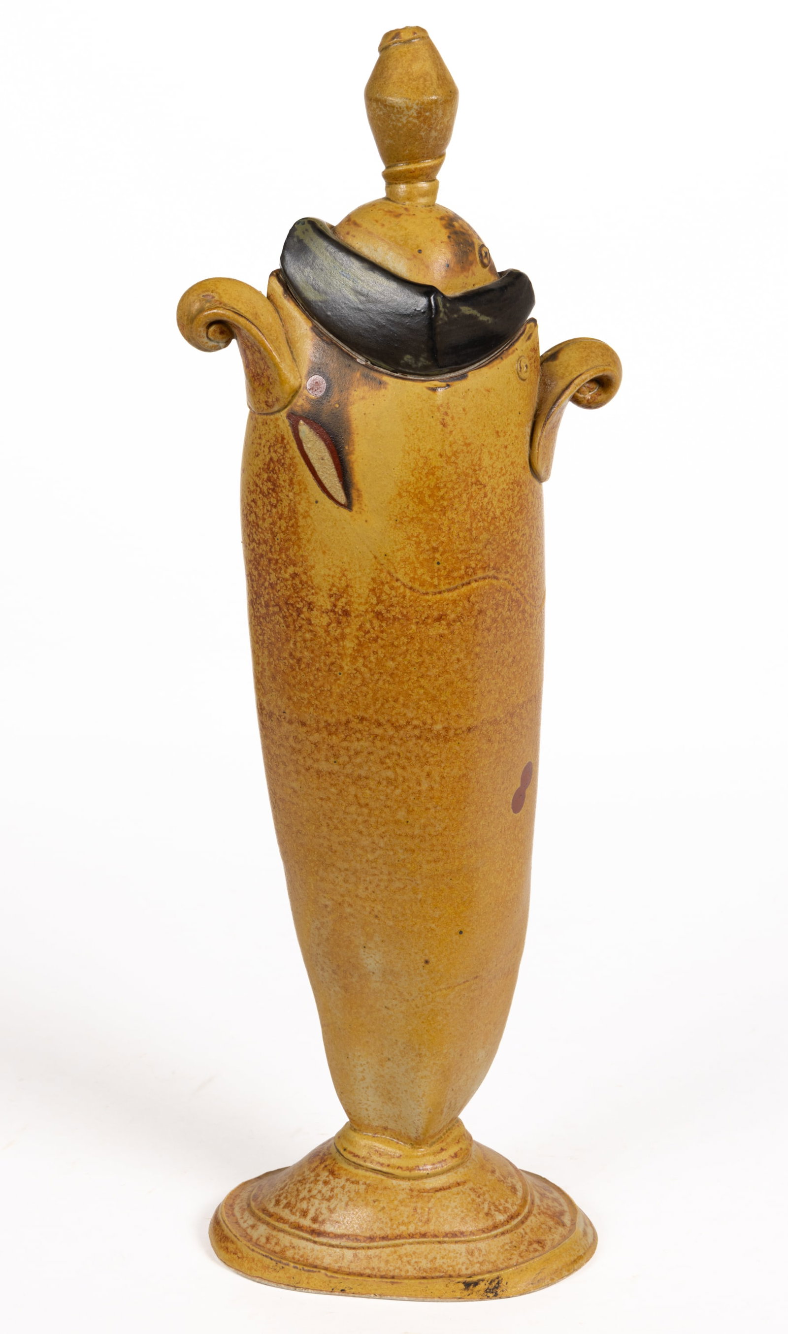 NICK JOERLING NORTH CAROLINA STUDIO POTTERY STONEWARE COVERED VASE (1 of 4)