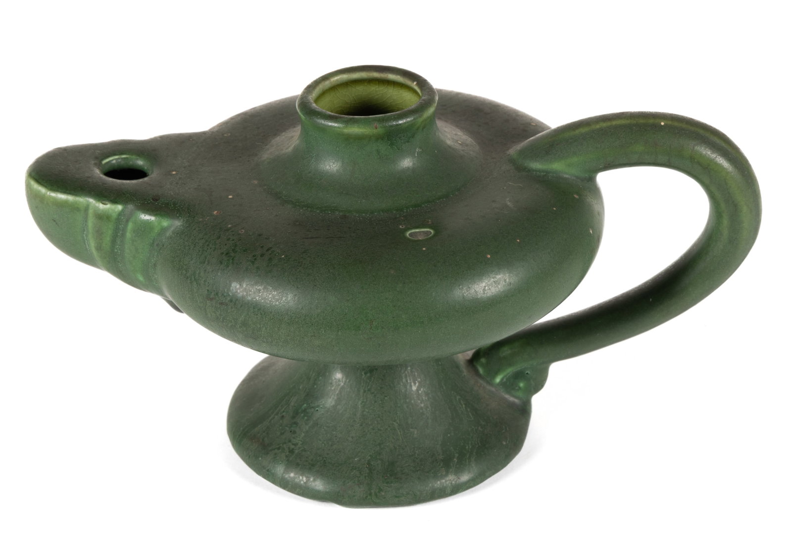 AMERICAN HAMPSHIRE ART POTTERY SIGNED NO. 79 ALADDIN-STYLE OIL LAMP (1 of 2)