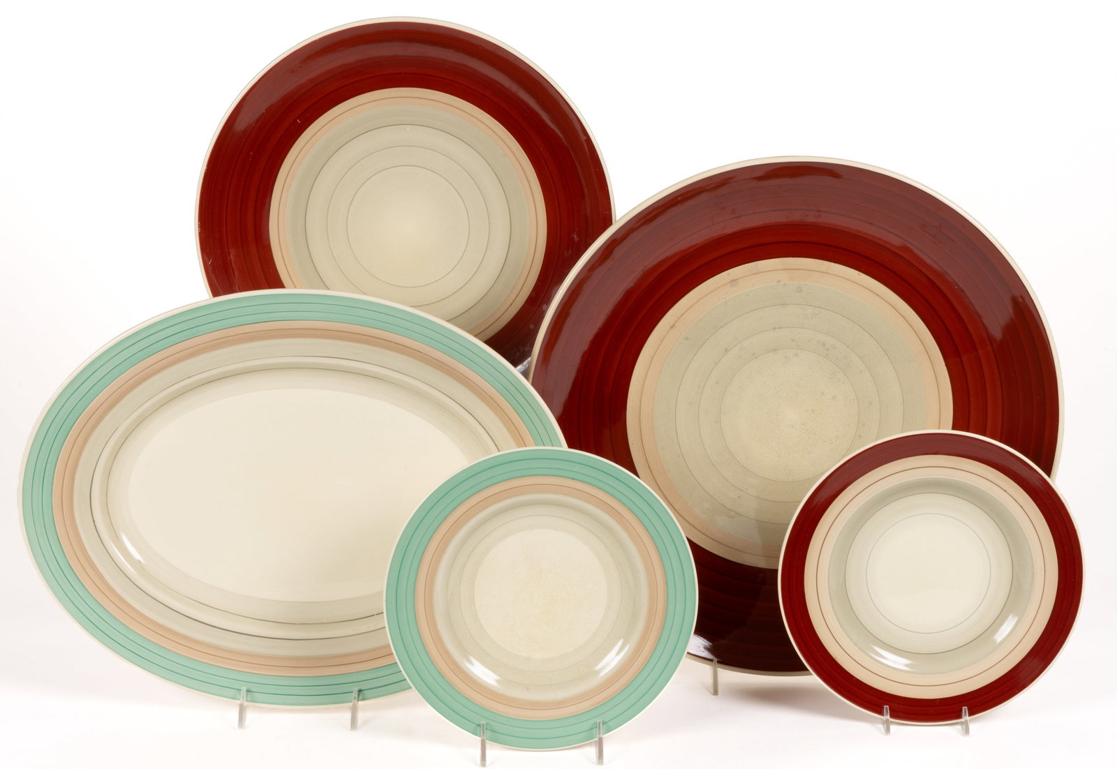 SUSIE COOPER (ENGLISH, 1902-1995) PRODUCTION ART DECO-STYLE CERAMIC ARTICLES, LOT OF FIVE (1 of 1)