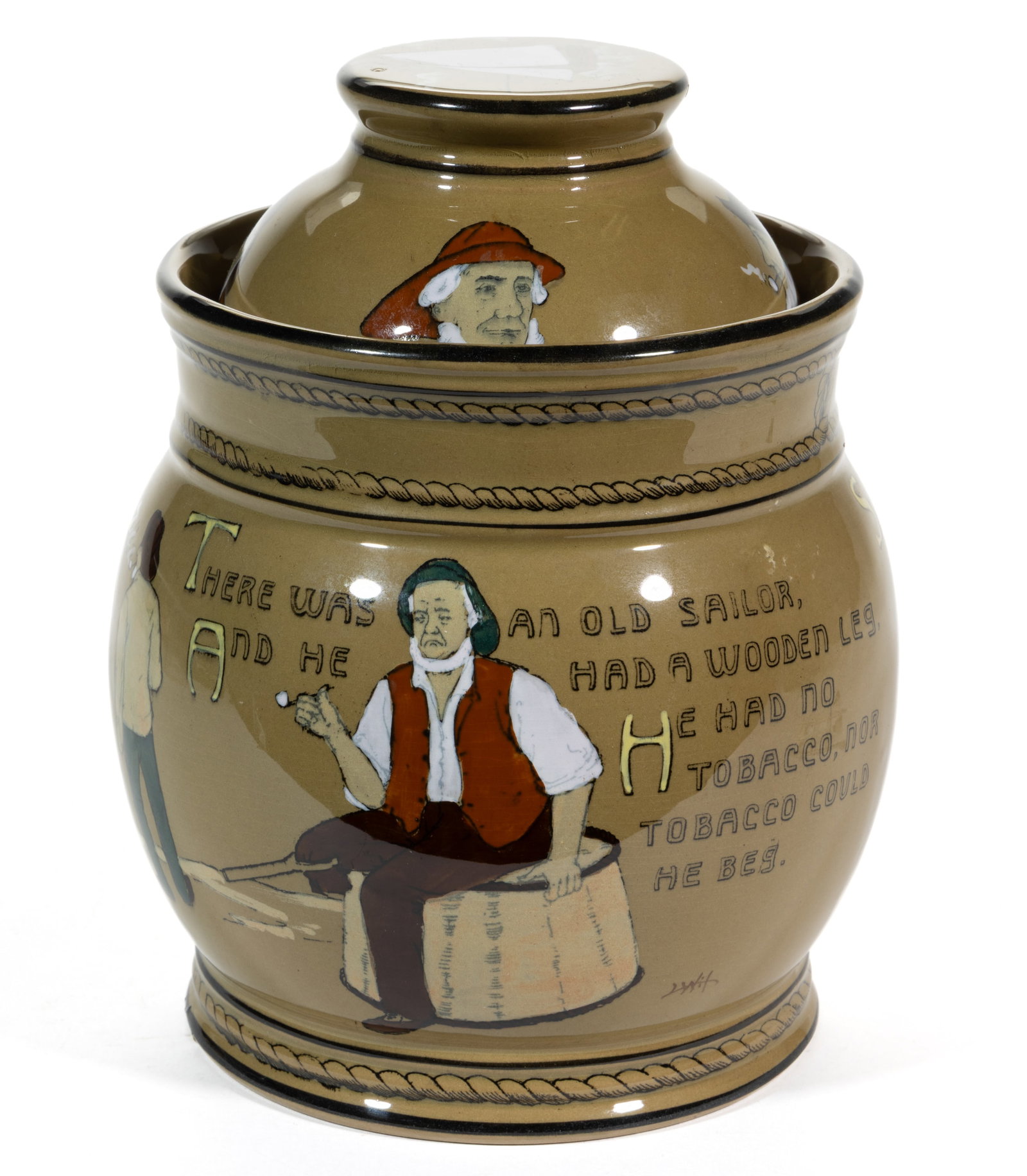 AMERICAN BUFFALO POTTERY DELDARE SAILOR MOTIF CERAMIC COVERED HUMIDOR (1 of 5)