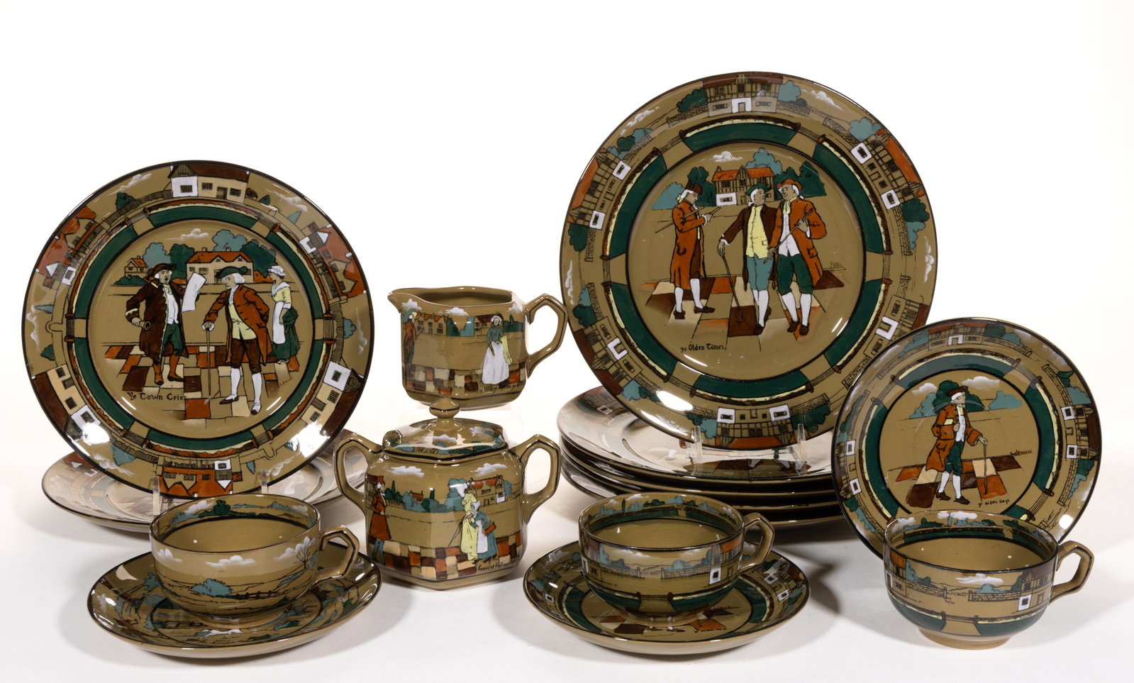 AMERICAN BUFFALO POTTERY DELDARE CERAMIC TEA AND TABLE ARTICLES, LOT OF 12 (1 of 1)