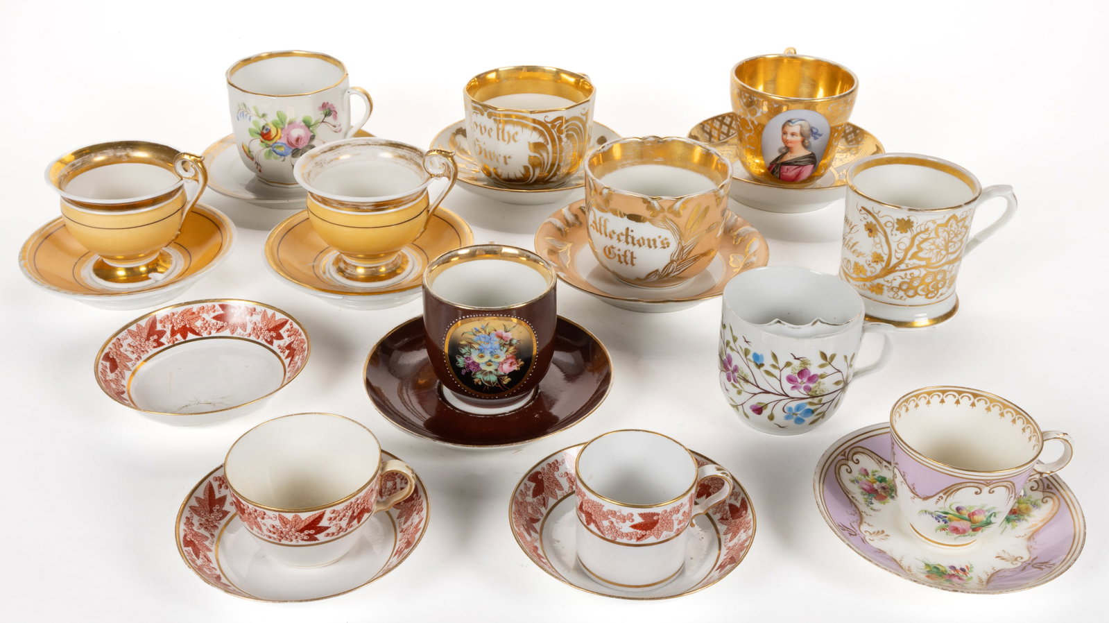 CONTINENTAL PORCELAIN CUPS AND SAUCERS, LOT OF 23 (1 of 1)