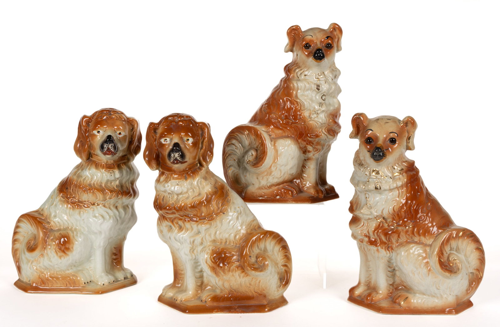 BRITISH HAND-PAINTED CERAMIC DOG PAIRS, LOT OF TWO (1 of 3)