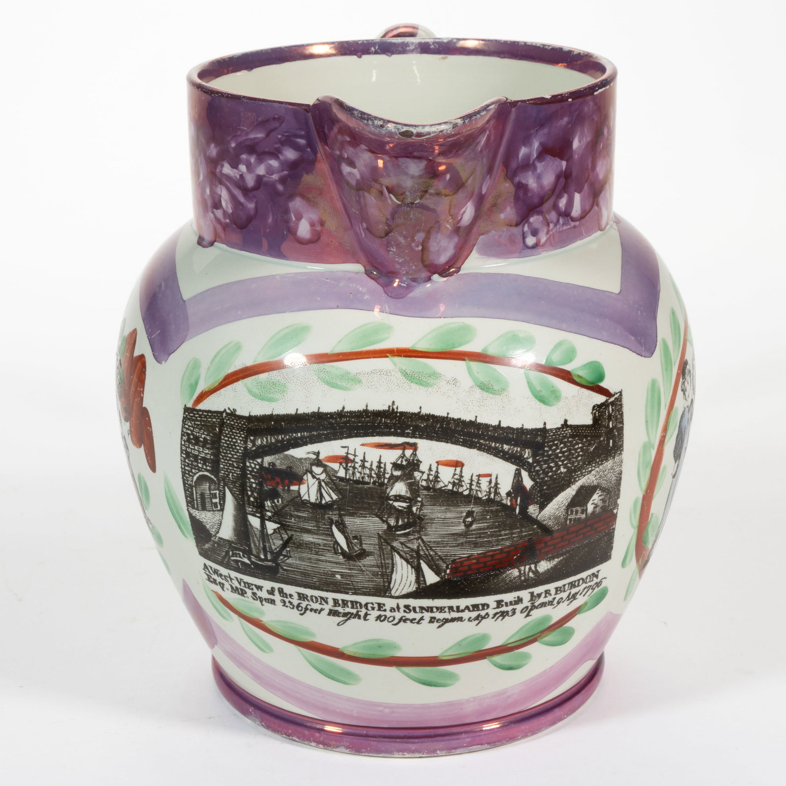 ENGLISH SUNDERLAND TRANSFER-PRINTED PINK LUSTRE SAILOR MOTIF CERAMIC JUG / PITCHER (1 of 5)