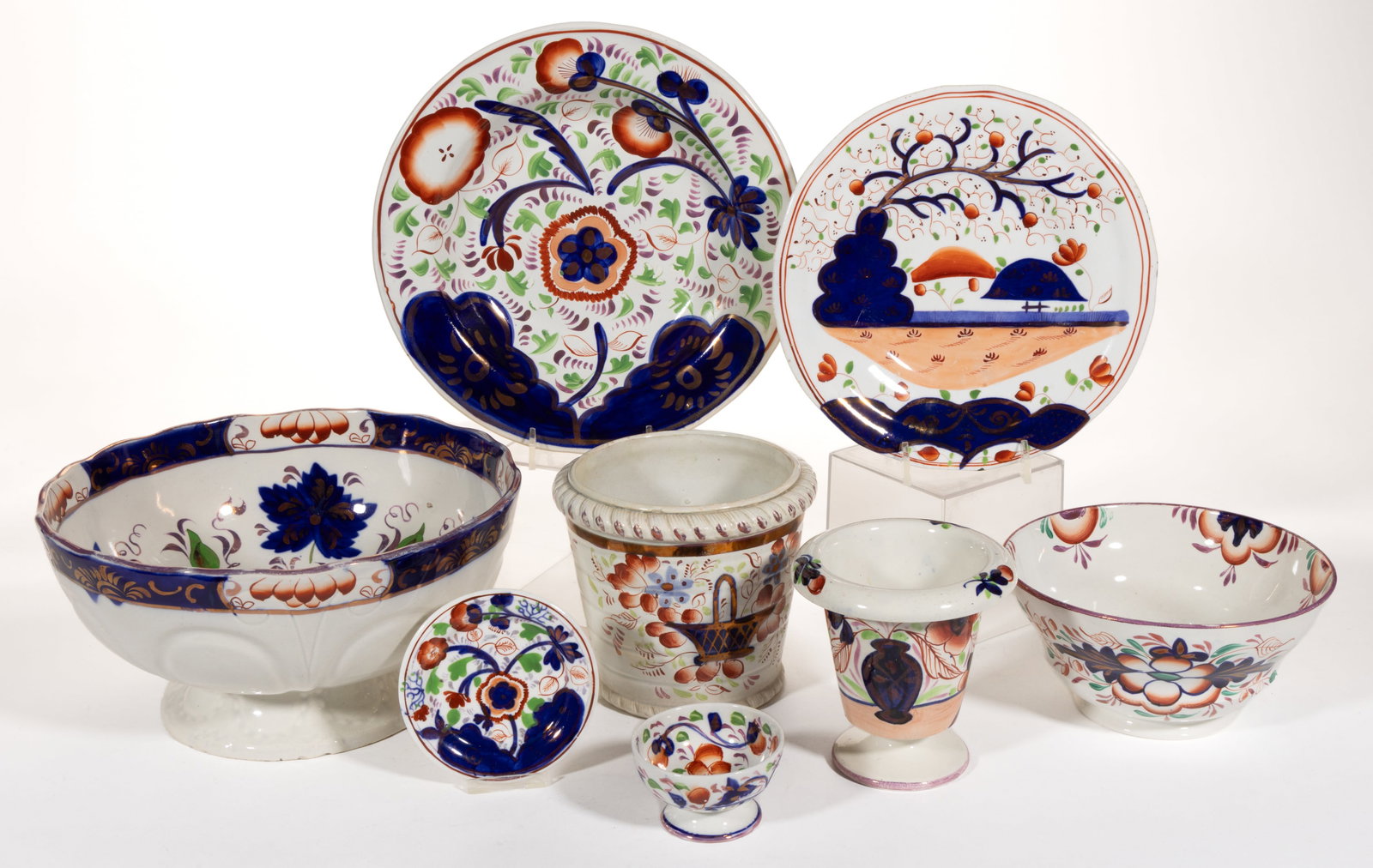 BRITISH GAUDY WELSH CERAMIC ARTICLES, LOT OF EIGHT (1 of 1)