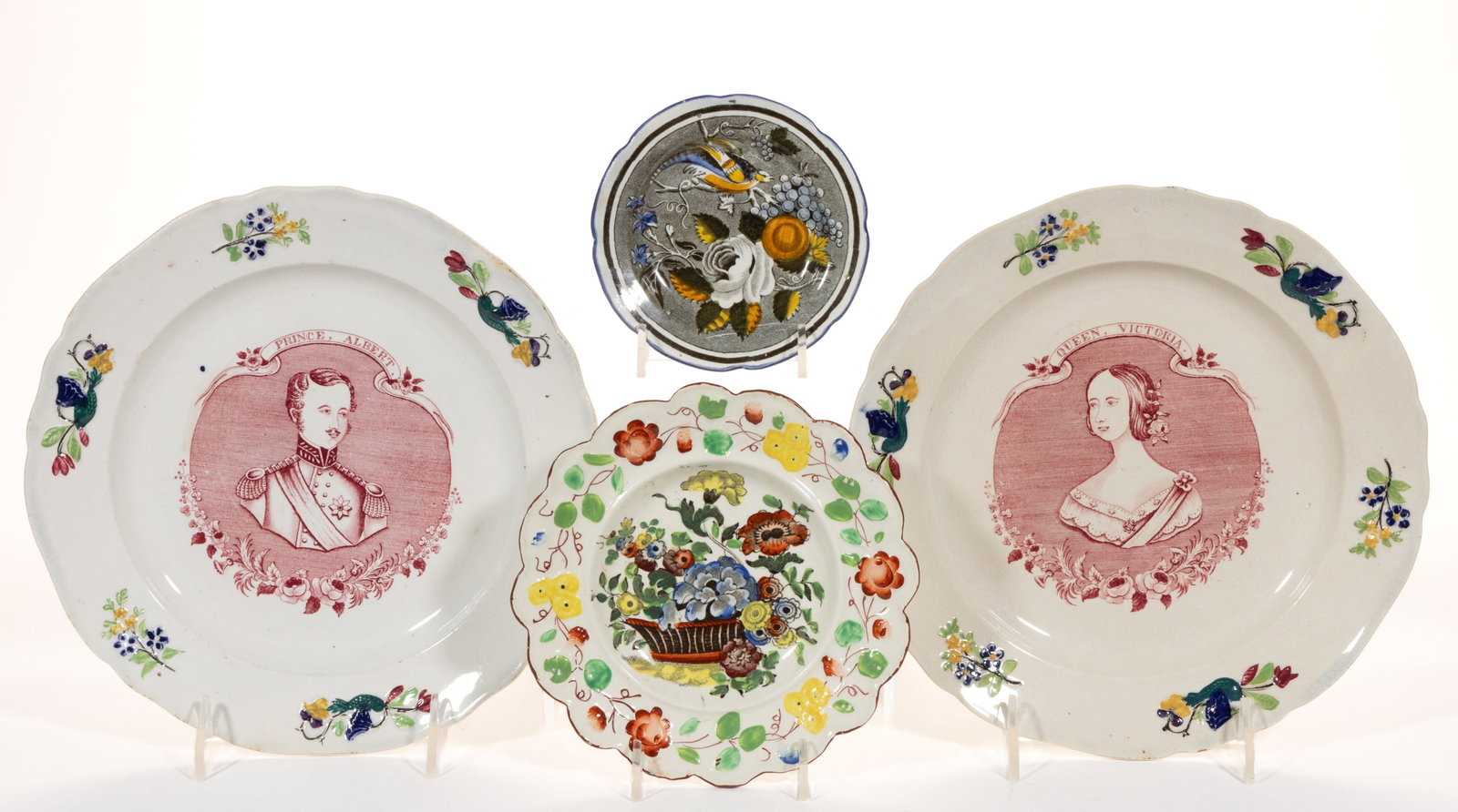 BRITISH TRANSFER-PRINTED CERAMIC PLATES, LOT OF FOUR (1 of 2)