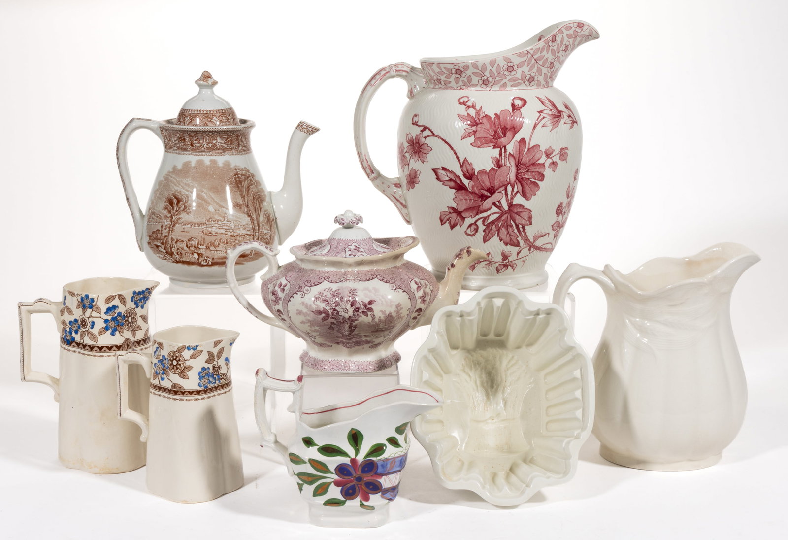 ENGLISH CERAMIC DRINKING AND OTHER ARTICLES, LOT OF EIGHT (1 of 1)