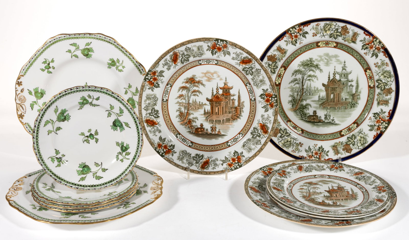 ENGLISH STAFFORDSHIRE TRANSFER-PRINTED PLATES, LOT OF 11 (1 of 1)