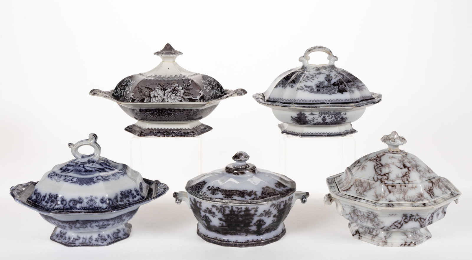 ENGLISH STAFFORDSHIRE FLOW-DECORATED / MULBERRY IRONSTONE CHINOISERIE AND OTHER MOTIF COVERED (1 of 1)