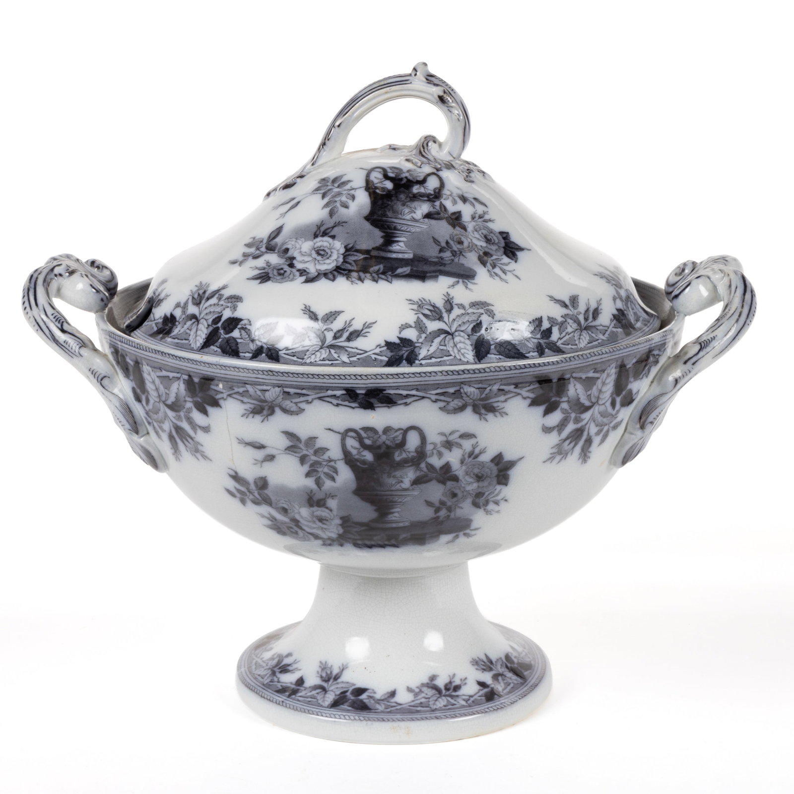 ENGLISH STAFFORDSHIRE FLOW-DECORATED / MULBERRY "FLORA" IRONSTONE SOUP TUREEN (1 of 2)