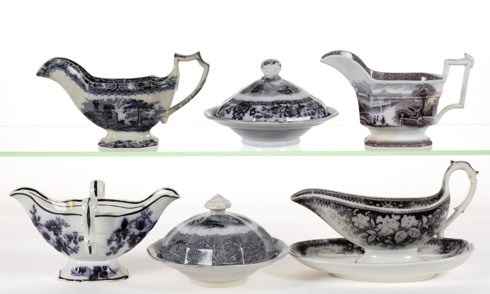 ENGLISH AND FRENCH FLOW-DECORATED / MULBERRY IRONSTONE TABLE ARTICLES, LOT OF SIX (1 of 1)