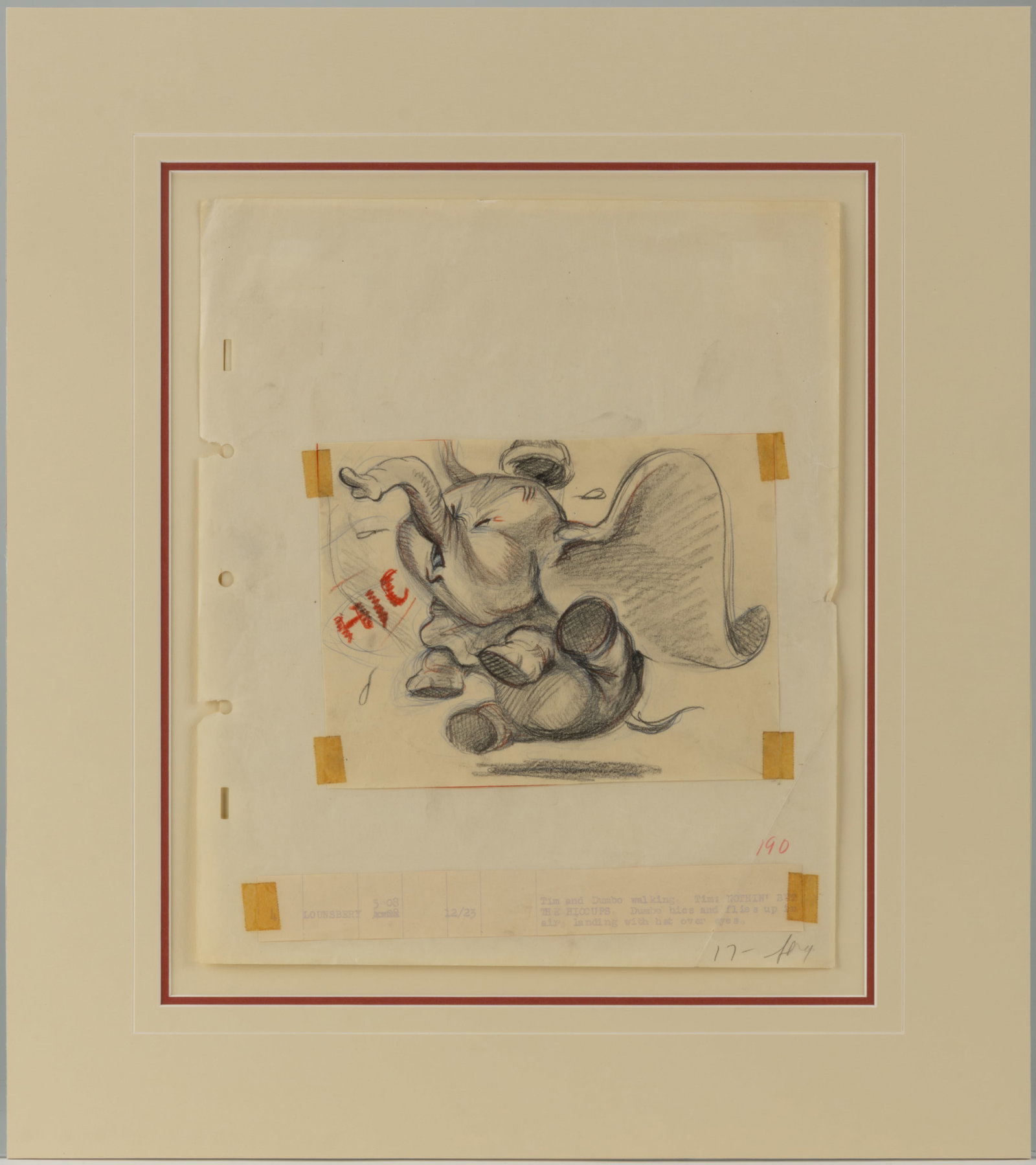 WALT DISNEY DUMBO ORIGINAL PENCIL STORYBOARD FROM "DUMBO" (1941) (1 of 2)