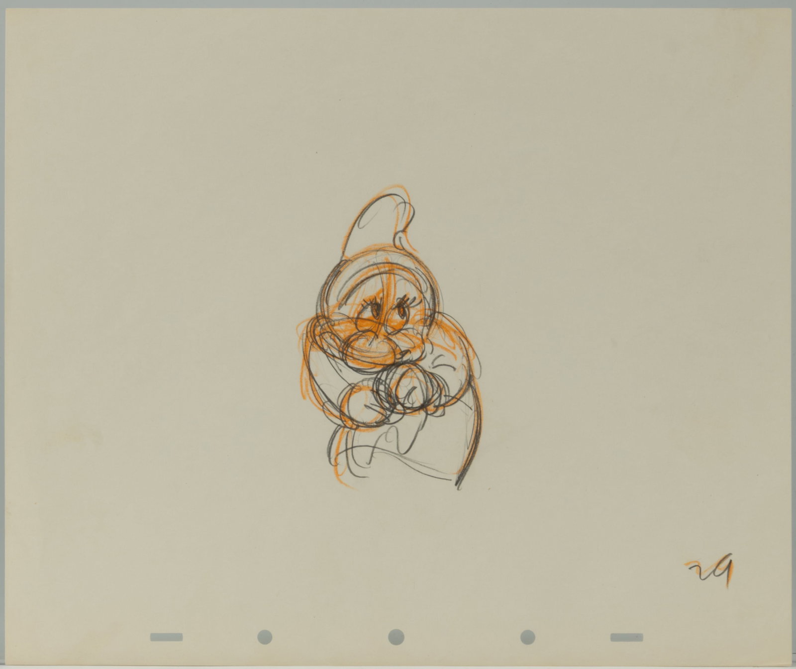 WALT DISNEY BASHFUL ORIGINAL PENCIL ANIMATION DRAWING FROM "SNOW WHITE AND THE SEVEN DWARFS" (1937) (1 of 2)