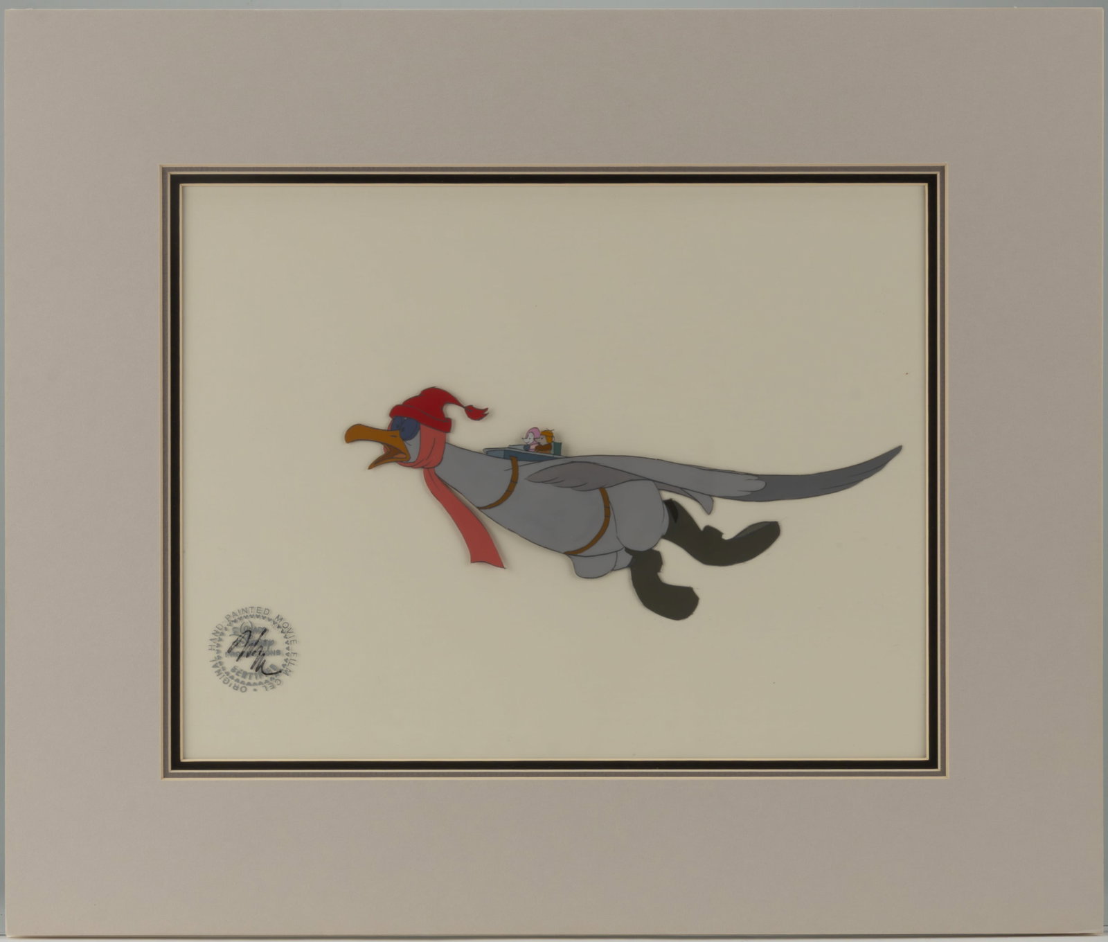 WALT DISNEY ORVILLE, BERNARD, AND BIANCA ORIGINAL PRODUCTION ANIMATION CEL FROM "THE RESCUERS" (1 of 2)