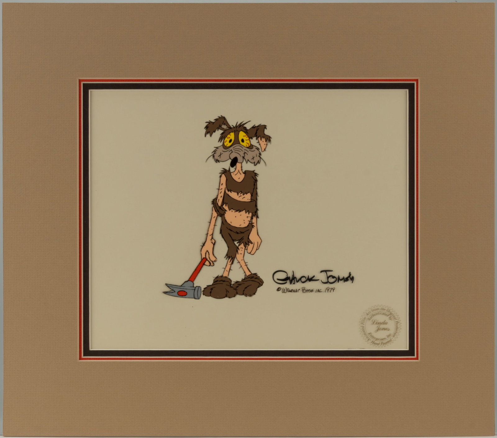 WARNER BROS WILE E. COYOTE ORIGINAL PRODUCTION ANIMATION CEL FROM "BUGS BUNNY'S LOONEY CHRISTMAS: WARNER BROS WILE E. COYOTE ORIGINAL PRODUCTION ANIMATION CEL FROM "BUGS BUNNY'S LOONEY CHRISTMAS TALES" (1979), original production animation cel of Wile E. Coyote from "Bugs Bunny&