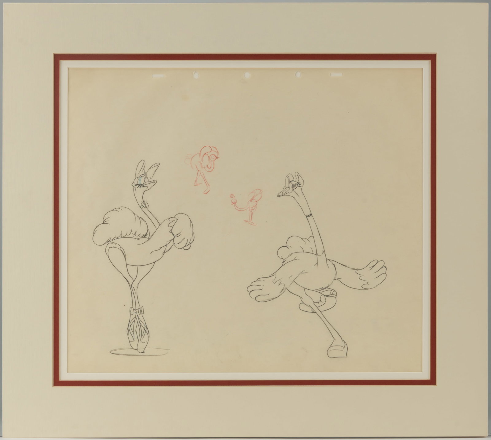 WALT DISNEY OSTRICHES ORIGINAL PENCIL ANIMATION DRAWING FROM "FANTASIA" (1940) (1 of 2)