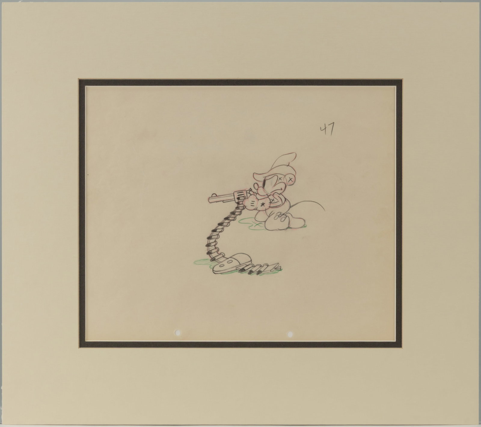 WALT DISNEY MICKEY MOUSE ORIGINAL PENCIL ANIMATION DRAWING FROM "TWO-GUN MICKEY" (1934) (1 of 2)