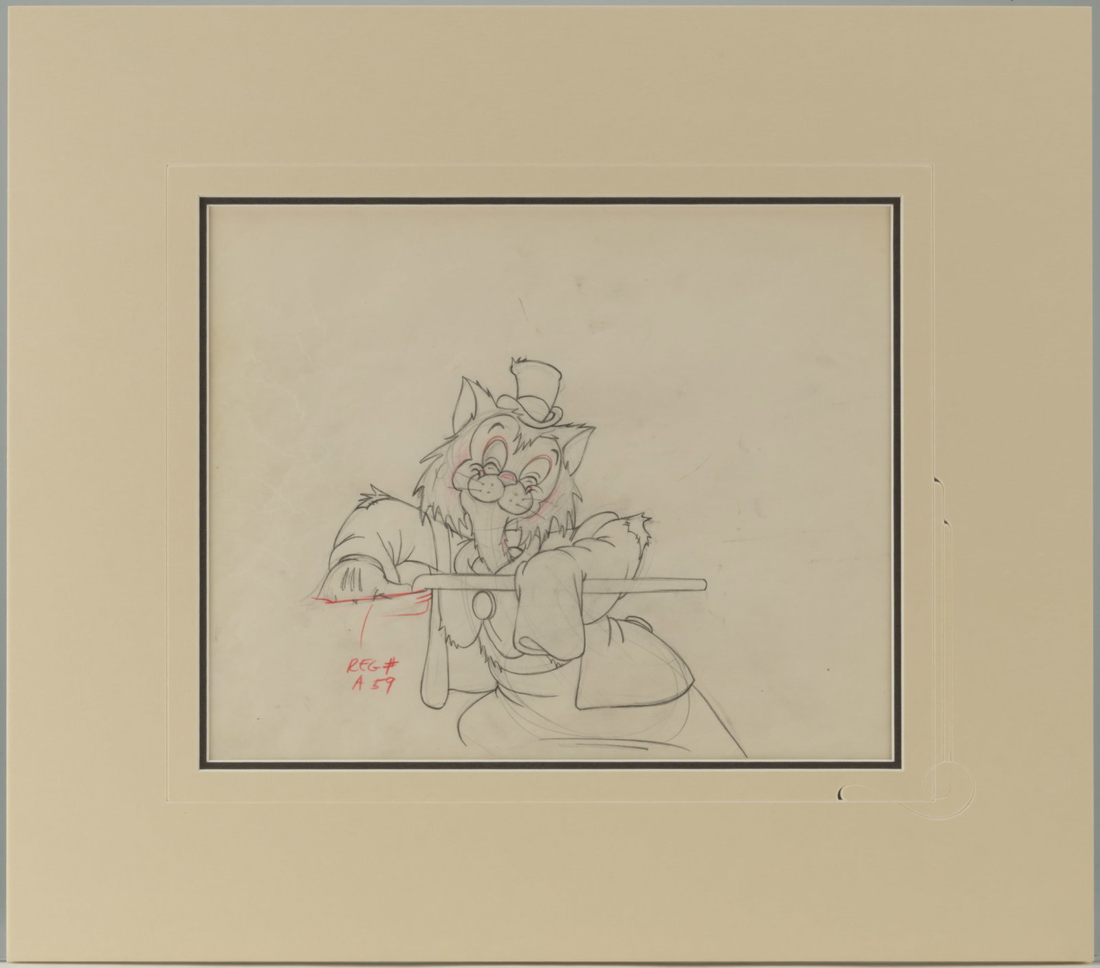 WALT DISNEY GIDEON ORIGINAL PENCIL ANIMATION DRAWING FROM "PINOCCHIO" (1940) (1 of 2)