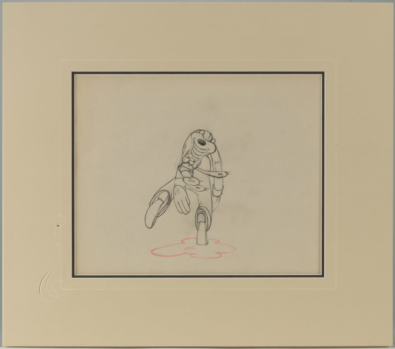 WALT DISNEY GOOFY ORIGINAL PENCIL ANIMATION DRAWING FROM "CLOCK CLEANERS" (1937) (1 of 2)