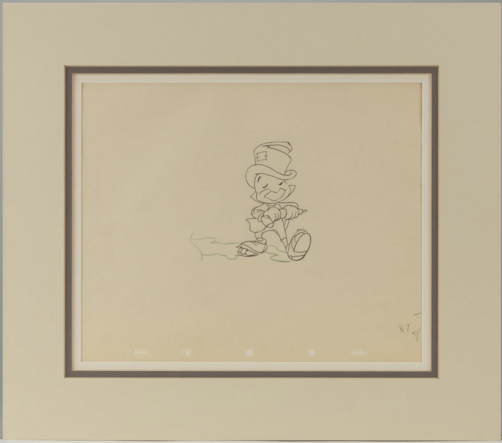 WALT DISNEY JIMINY CRICKET CHARACTER MODEL SHEET FROM "PINOCCHIO" (1940) (1 of 2)